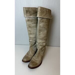Women's Frye Jane OTK Tall Leather Stacked Heels Western Boots 6.5B